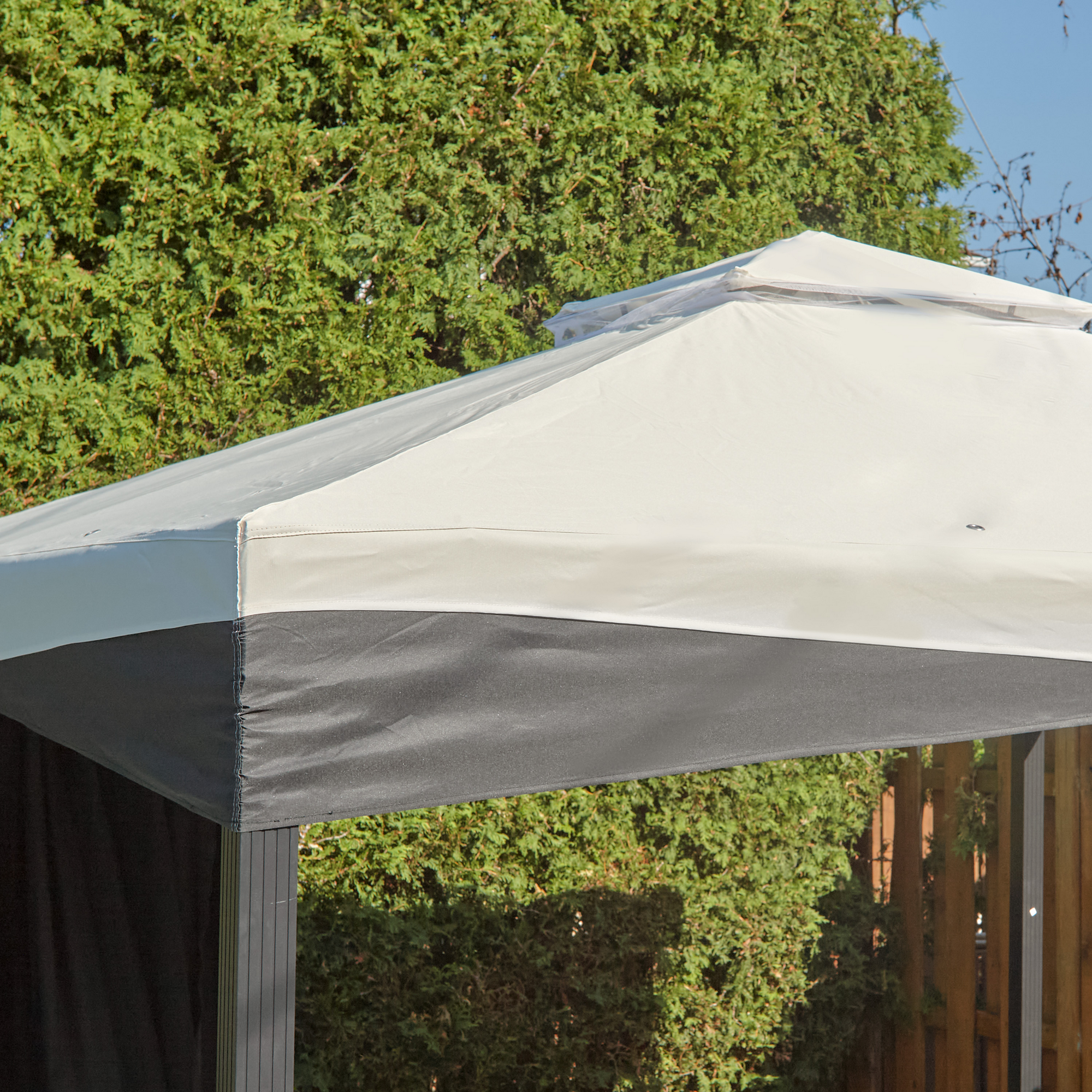 Pavillon 'Malta 1014' schwarz/grau 425 x 300 x 271 cm, mit Moskitonetzen und Vorhangset