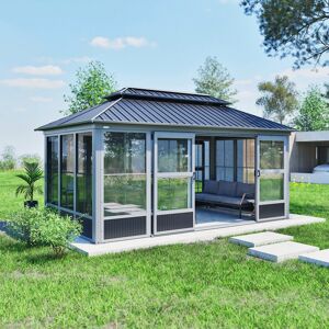 Pavillon 'Olan 1017' grau/schwarz 494 x 283 x 291 cm, mit Moskitoschutz