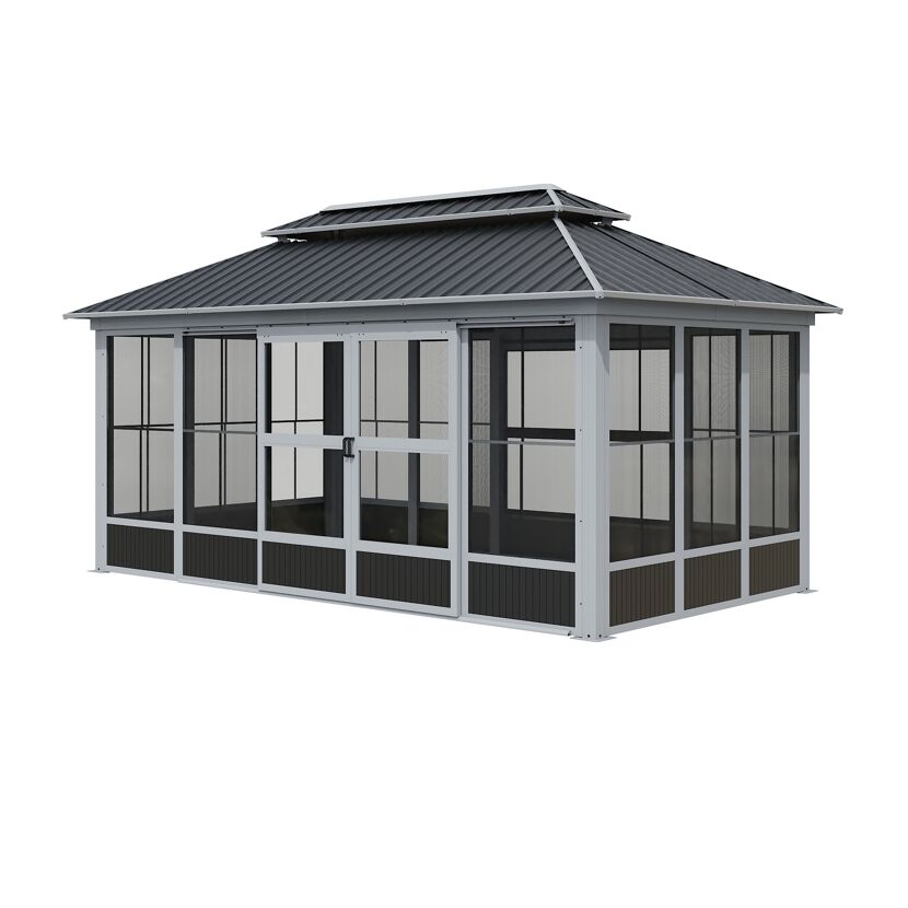 Pavillon 'Olan 1017' grau/schwarz 494 x 283 x 291 cm, mit Moskitoschutz
