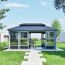 Pavillon 'Olan 1017' grau/schwarz 494 x 283 x 291 cm, mit Moskitoschutz
