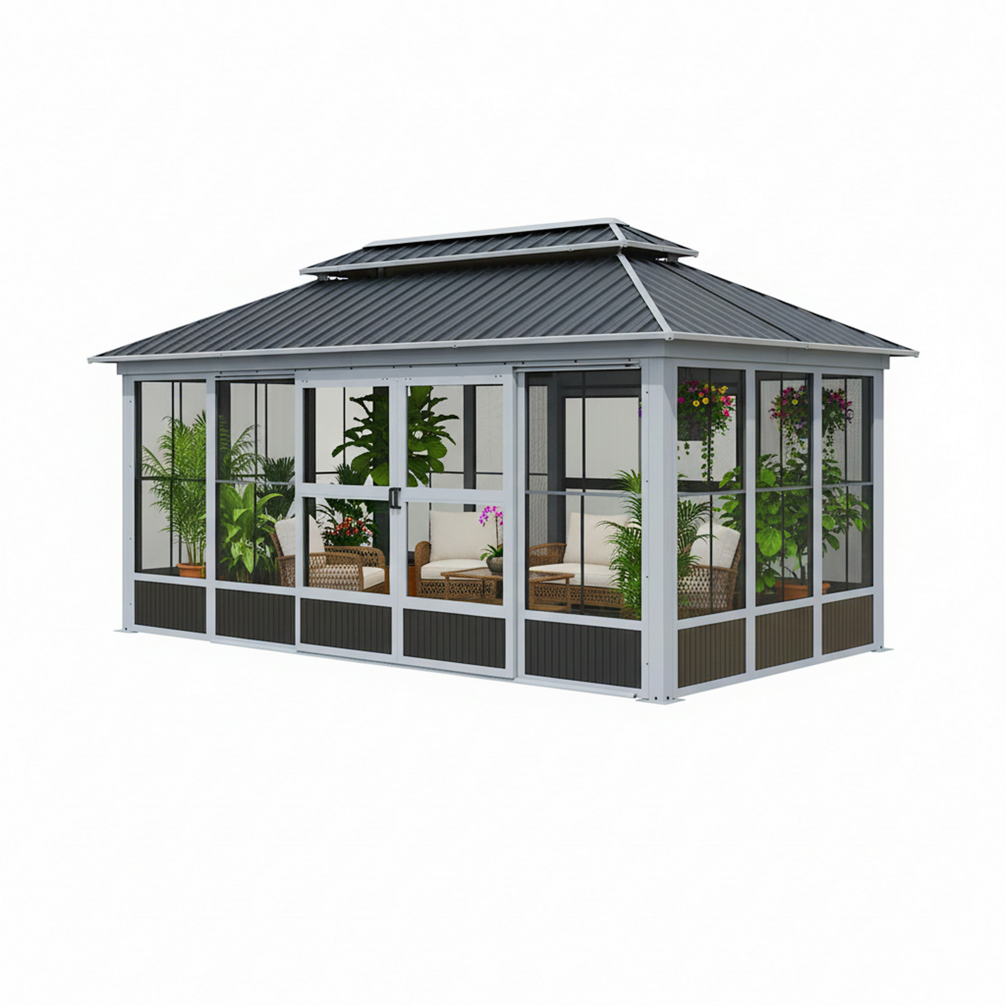 Pavillon 'Olan 1017' grau/schwarz 494 x 283 x 291 cm, mit Moskitoschutz