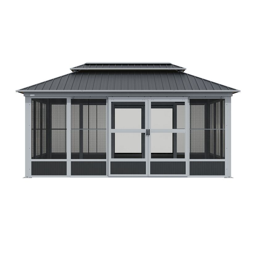 Pavillon 'Olan 1017' grau/schwarz 494 x 283 x 291 cm, mit Moskitoschutz