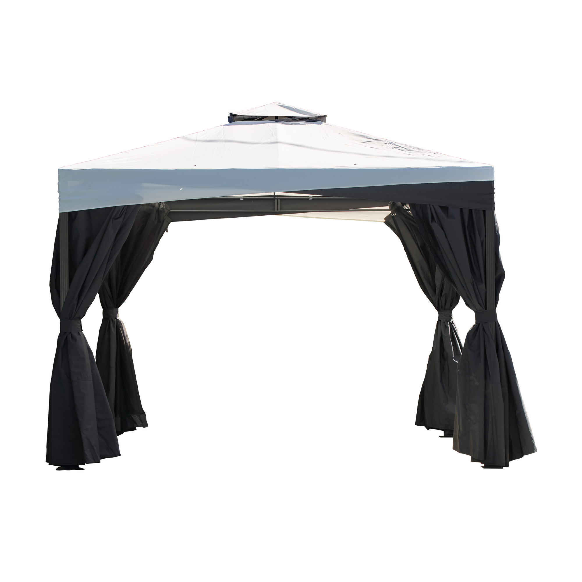 Pavillon 'Malta 1010' schwarz/grau 300 x 300 x 271 cm, mit Moskitonetzen und Vorhangset