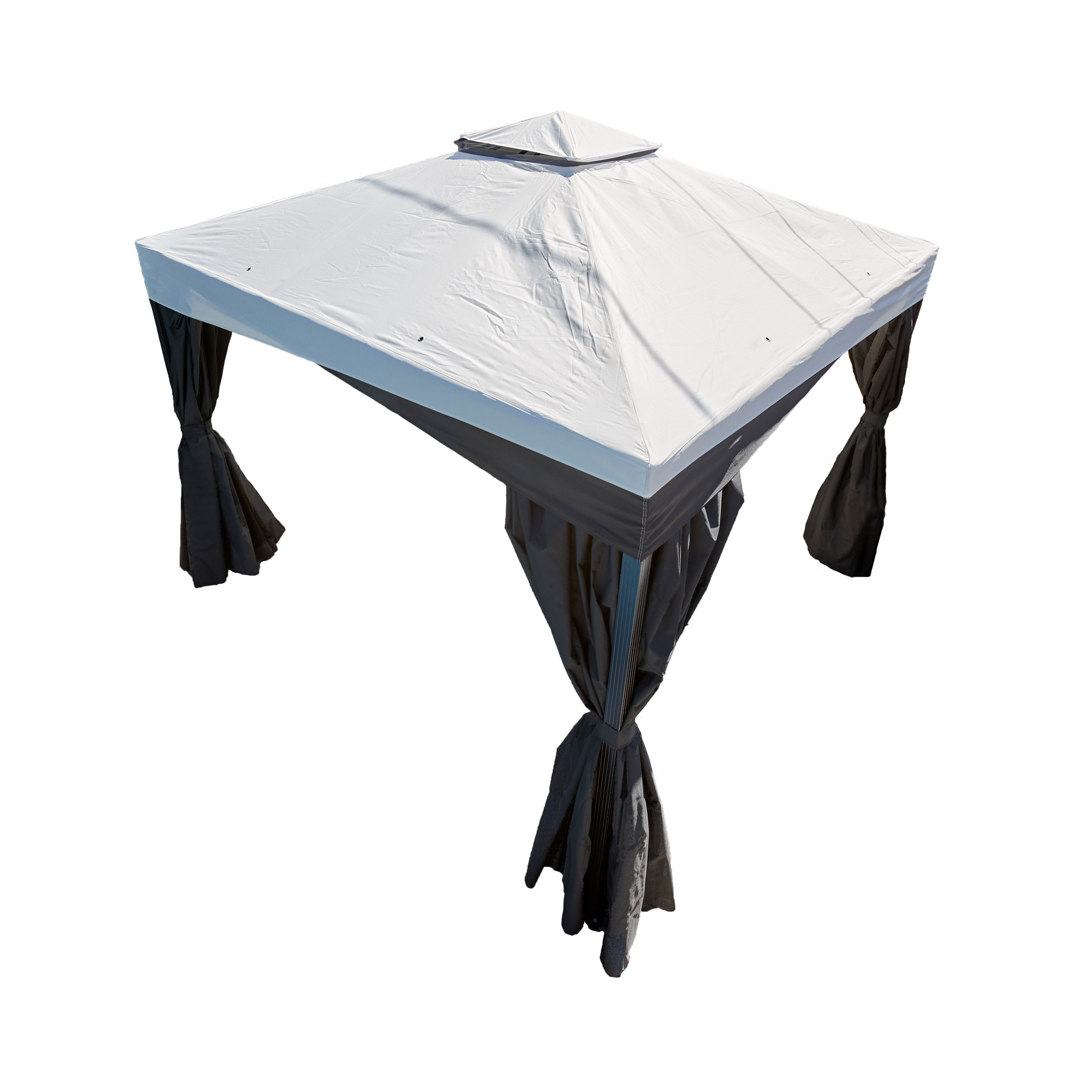 Pavillon 'Malta 1010' schwarz/grau 300 x 300 x 271 cm, mit Moskitonetzen und Vorhangset