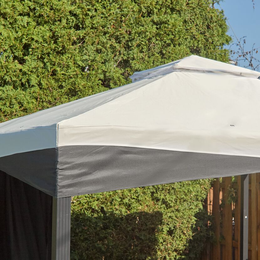 Pavillon 'Malta 1010' schwarz/grau 300 x 300 x 271 cm, mit Moskitonetzen und Vorhangset