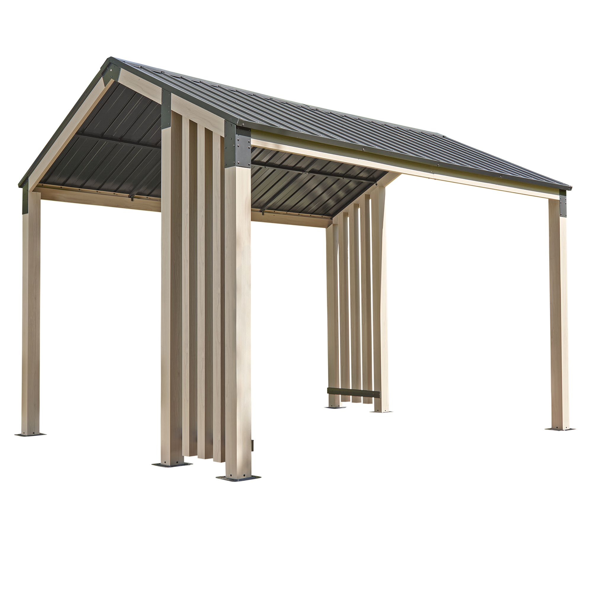 Pavillon 'Lito 1012' schwarz/Holzoptik 368 x 298 x 296 cm