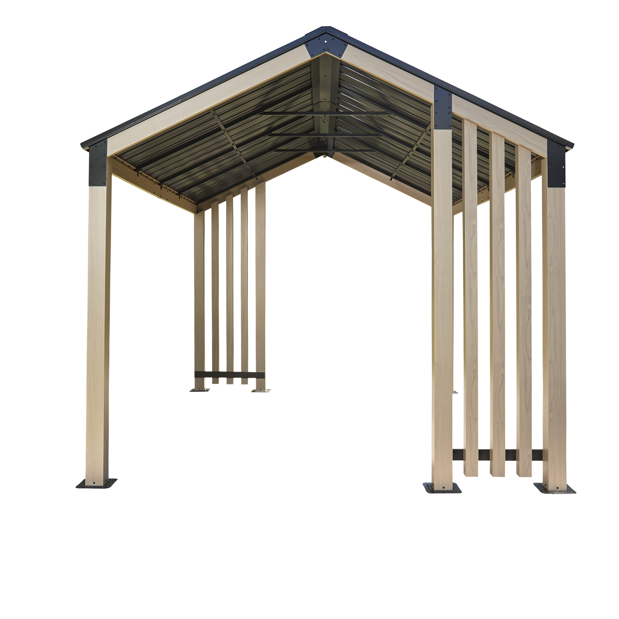 Pavillon 'Lito 1012' schwarz/Holzoptik 368 x 298 x 296 cm