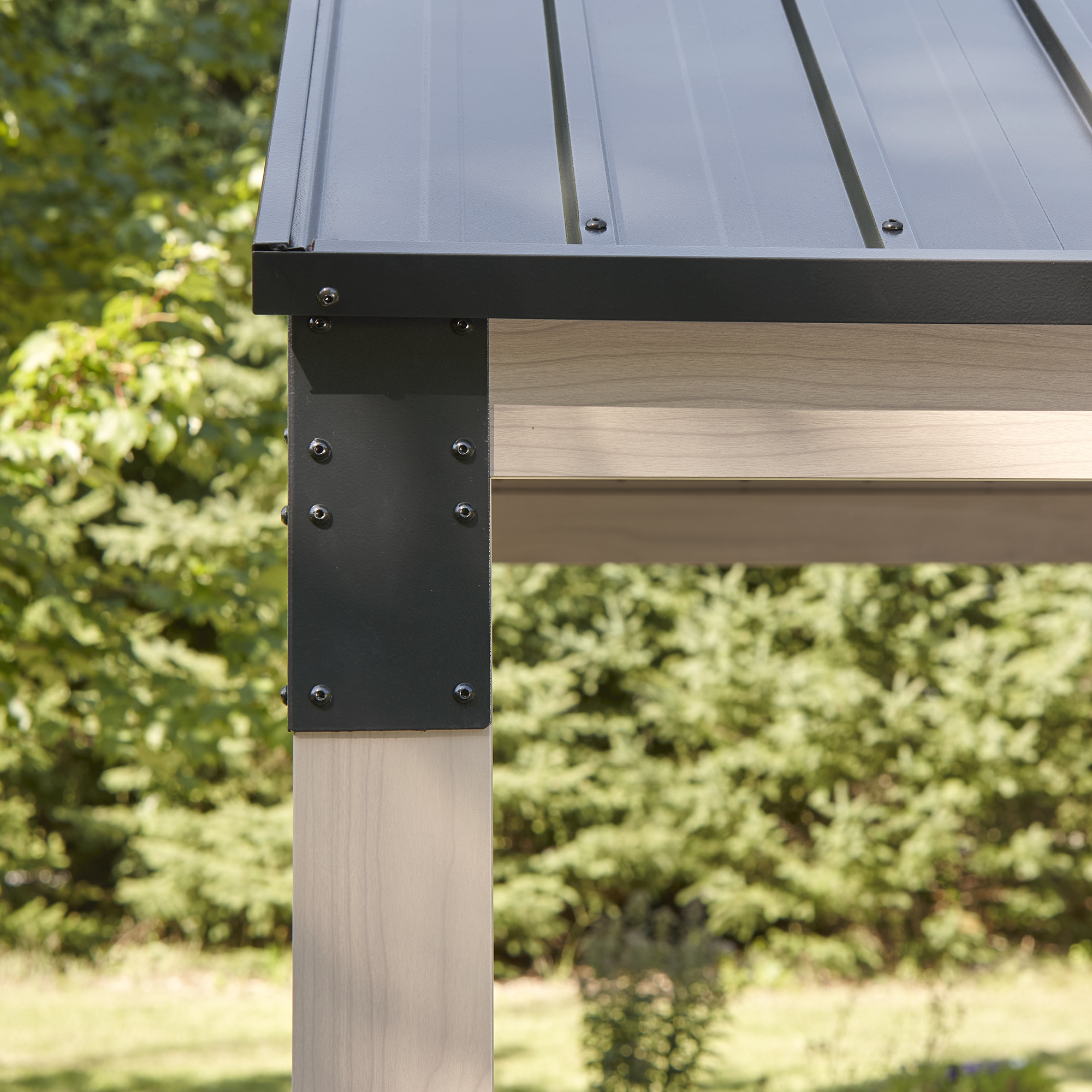 Pavillon 'Lito 1012' schwarz/Holzoptik 368 x 298 x 296 cm