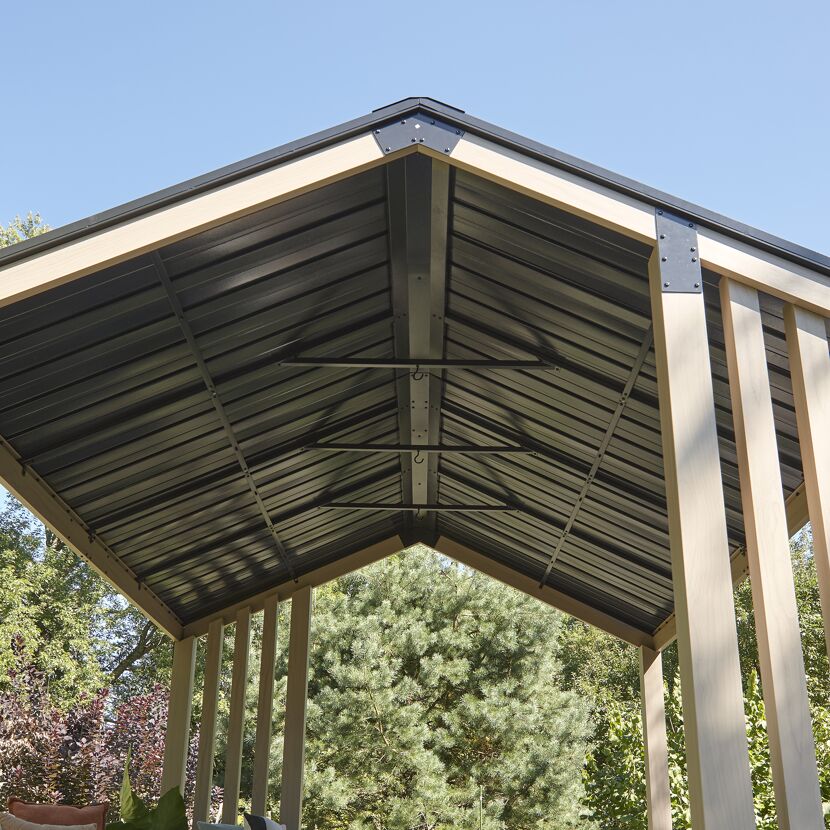 Pavillon 'Lito 1012' schwarz/Holzoptik 368 x 298 x 296 cm