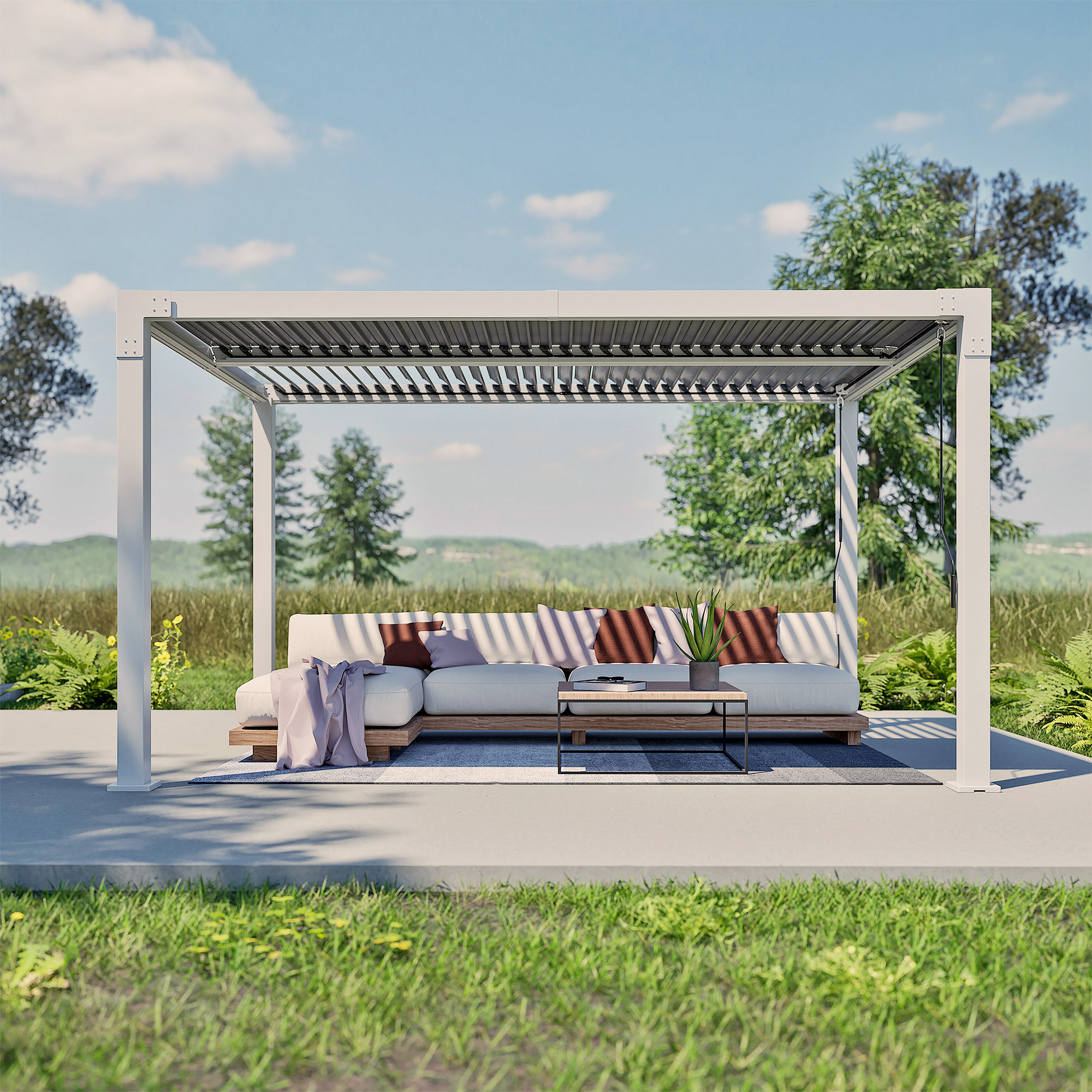 Pergola 'Hana 1013' creme 400 x 300 x 225 cm, mit verstellbare Lamellen
