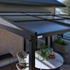 Terrassenüberdachung 'Budavar 1012' schwarz mit Moskitonetzen und Vorhängen 366 x 299 x 243 cm