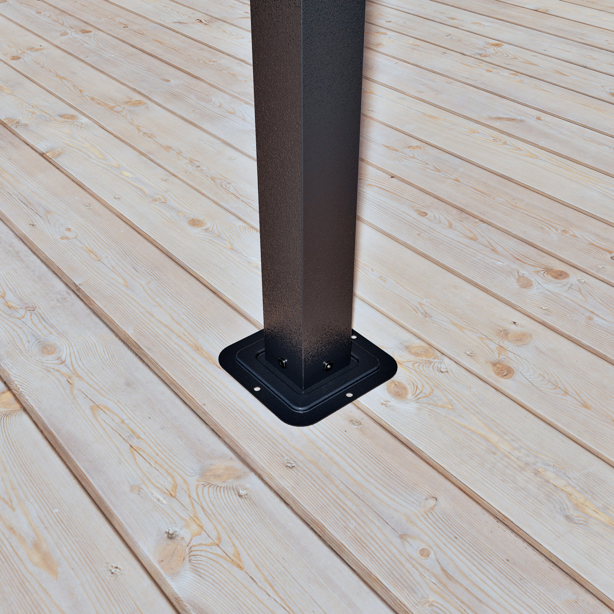 Terrassenüberdachung 'Budavar 1012' schwarz mit Moskitonetzen und Vorhängen 366 x 299 x 243 cm