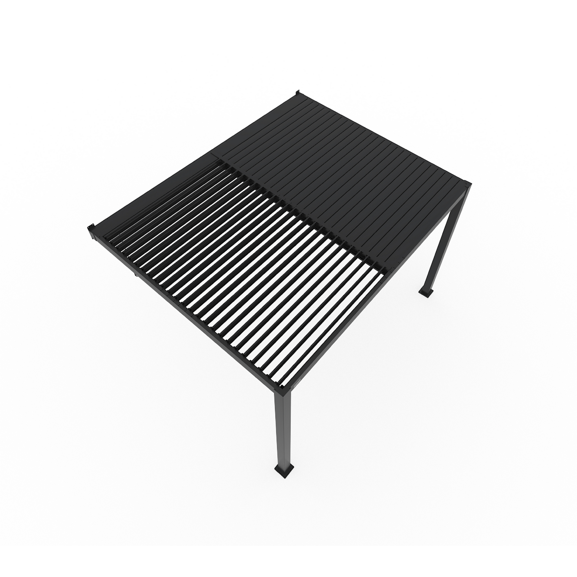 Terrassenüberdachung 'Hana 1013' schwarz mit verstellbaren Lamellen 399 x 305 x 270 cm