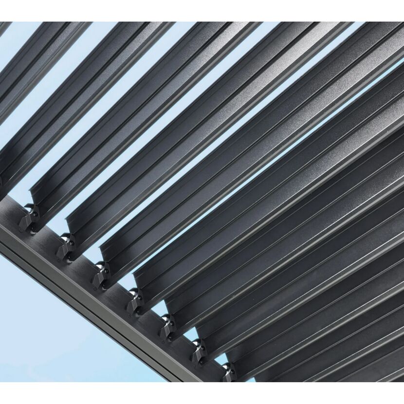 Terrassenüberdachung 'Hana 1013' schwarz mit verstellbaren Lamellen 399 x 305 x 270 cm