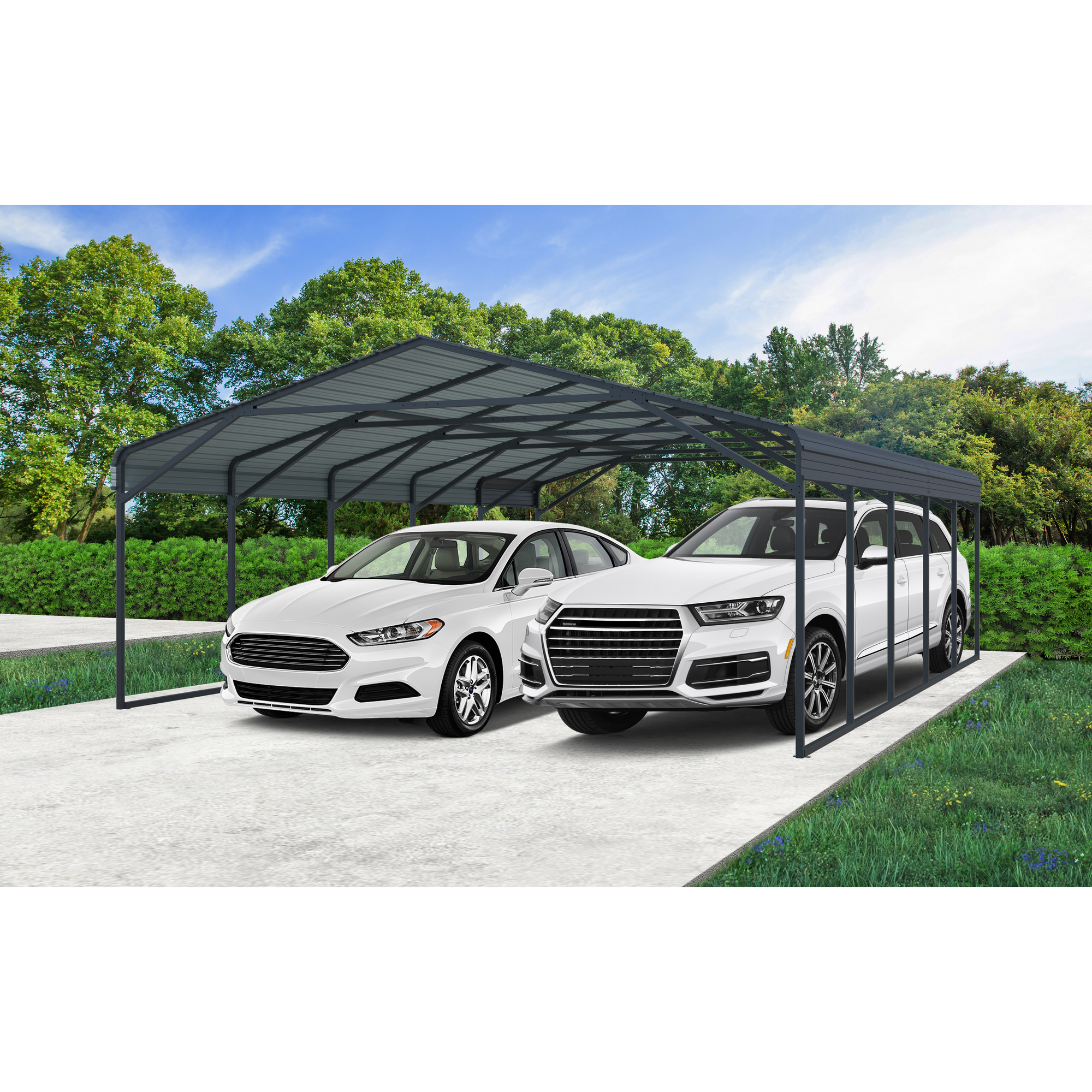 Doppelcarport 'Kopenhagen L' grau 597 x 791 cm