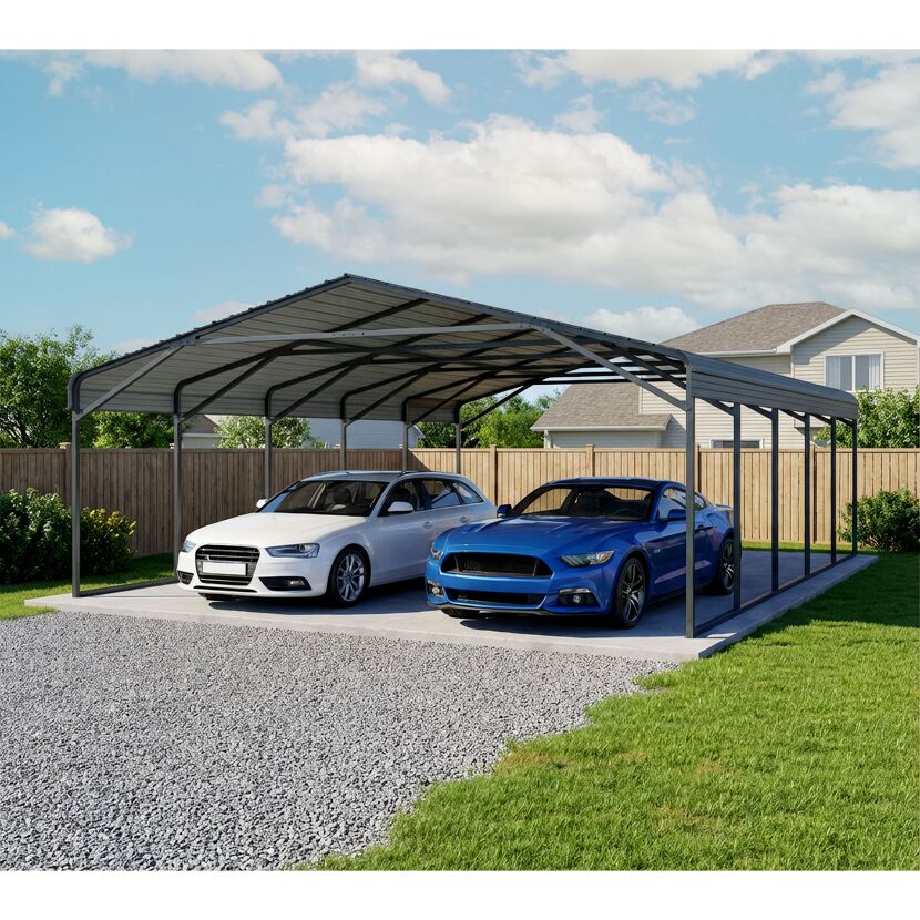 Doppelcarport 'Kopenhagen L' grau 597 x 791 cm