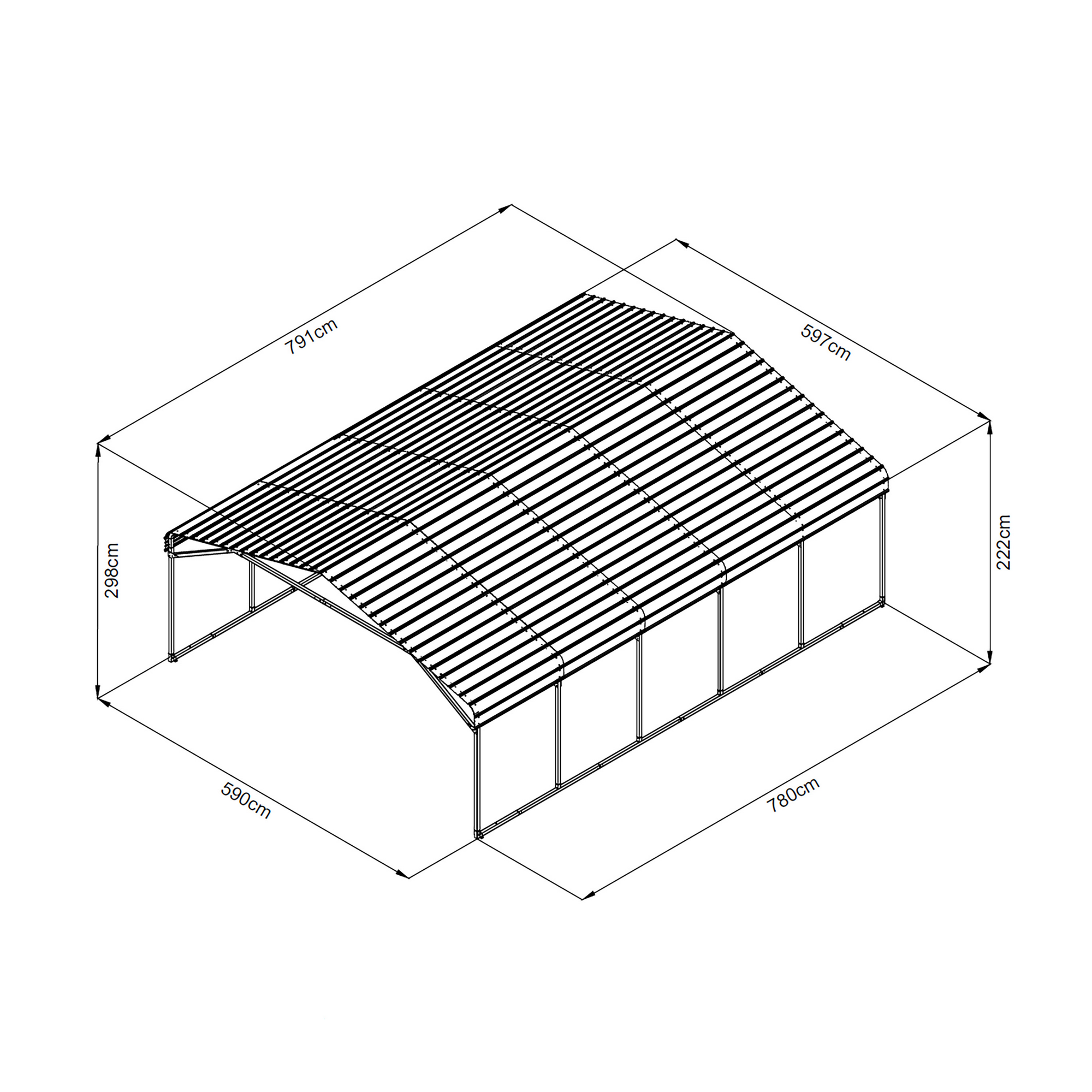 Doppelcarport 'Kopenhagen L' grau 597 x 791 cm