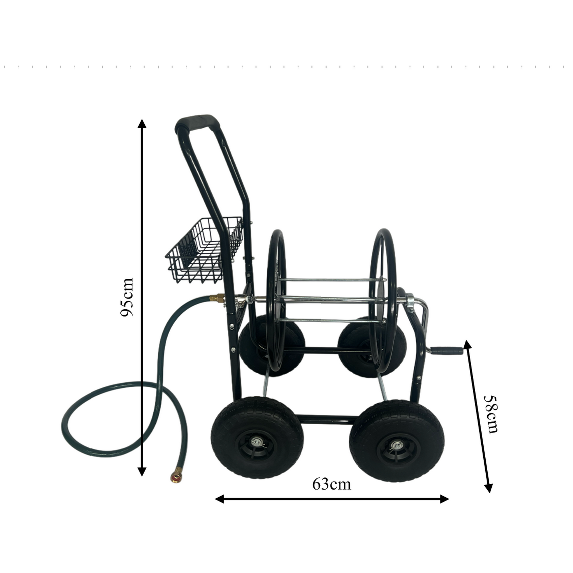 Schlauchwagen 'Rota WMSK006' Metall schwarz 58 x 95 x 63 cm