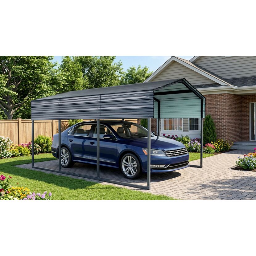 Einzelcarport 'Kopenhagen S' grau 305 x 451 cm