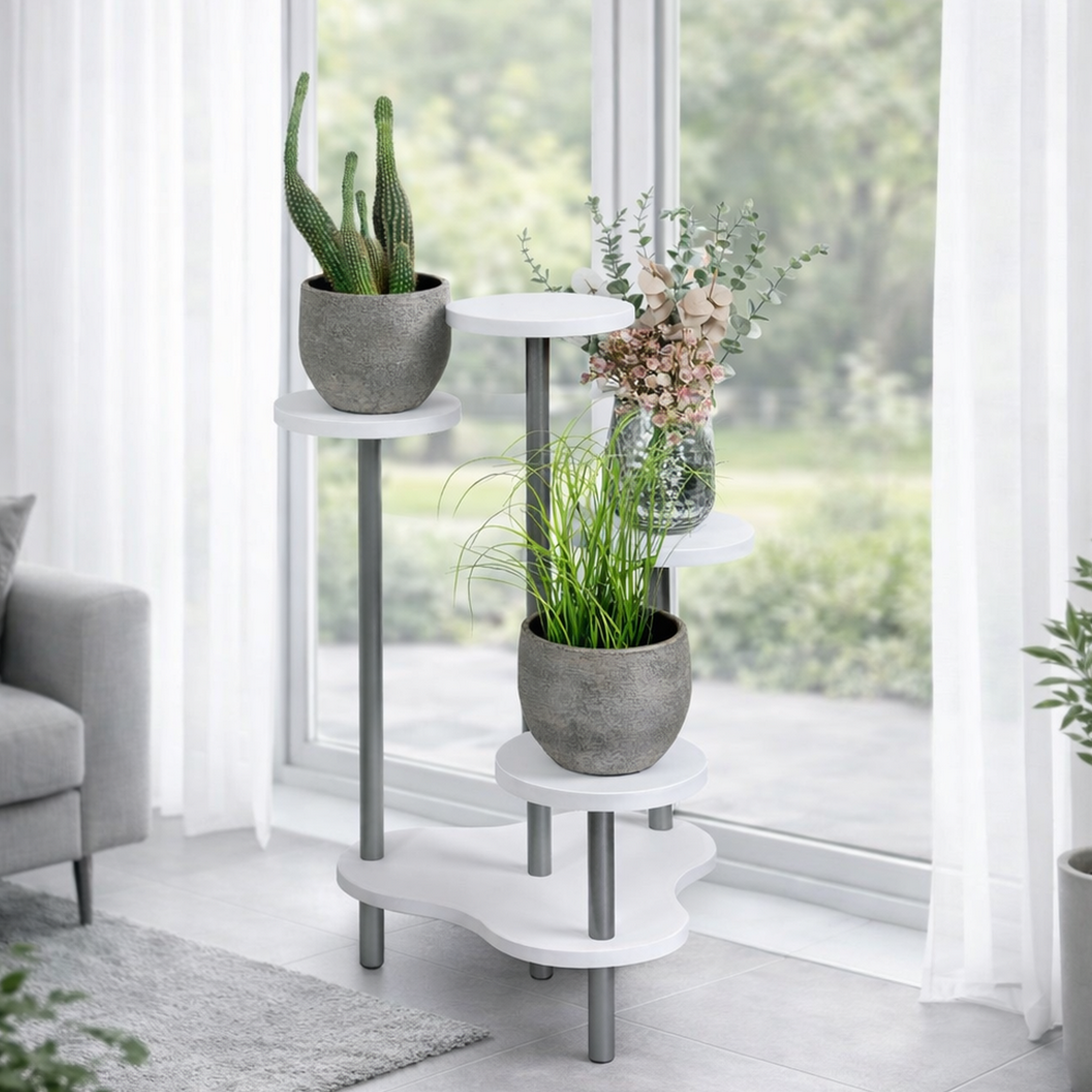 Blumenständer weiß 64,5 x 72,5 x 46 cm