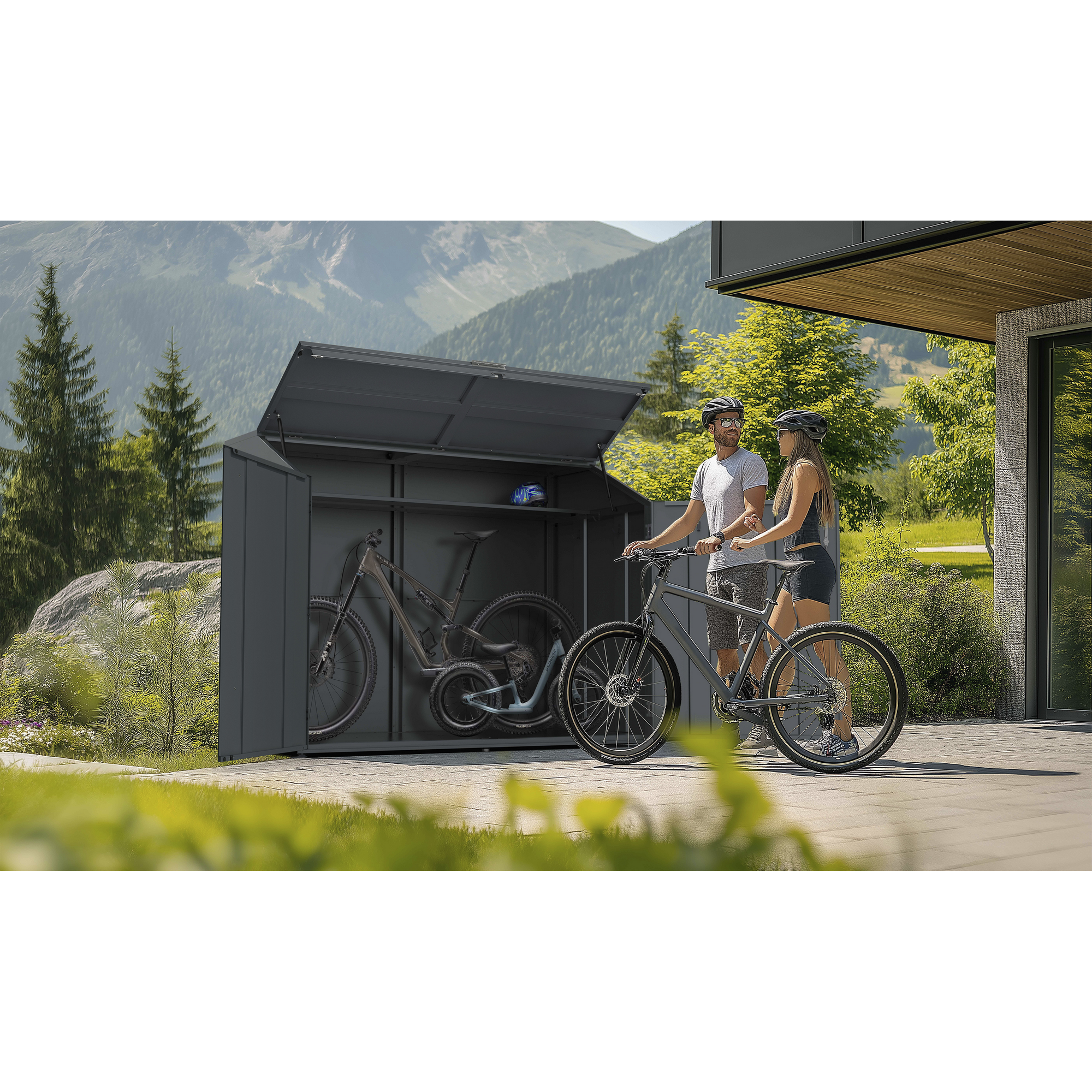 Fahrradgarage 'Linea' Stahl anthrazit 200 x 100 x 154 cm