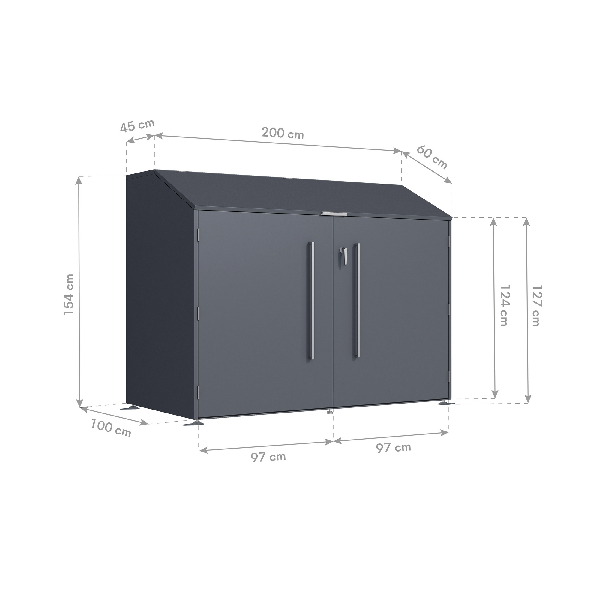 Fahrradgarage 'Linea' Stahl anthrazit 200 x 100 x 154 cm
