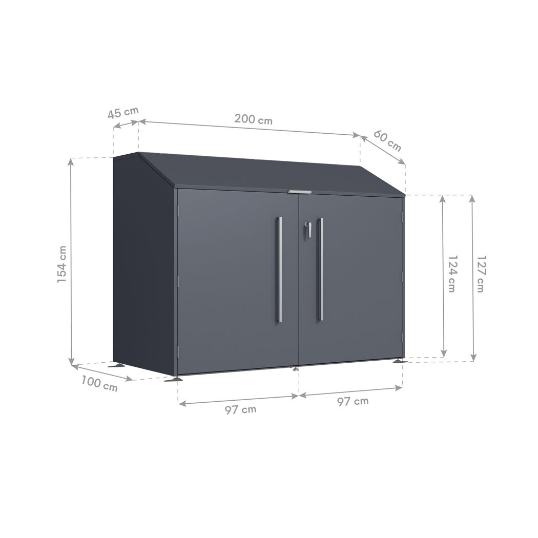 Fahrradgarage 'Linea' Stahl anthrazit 200 x 100 x 154 cm