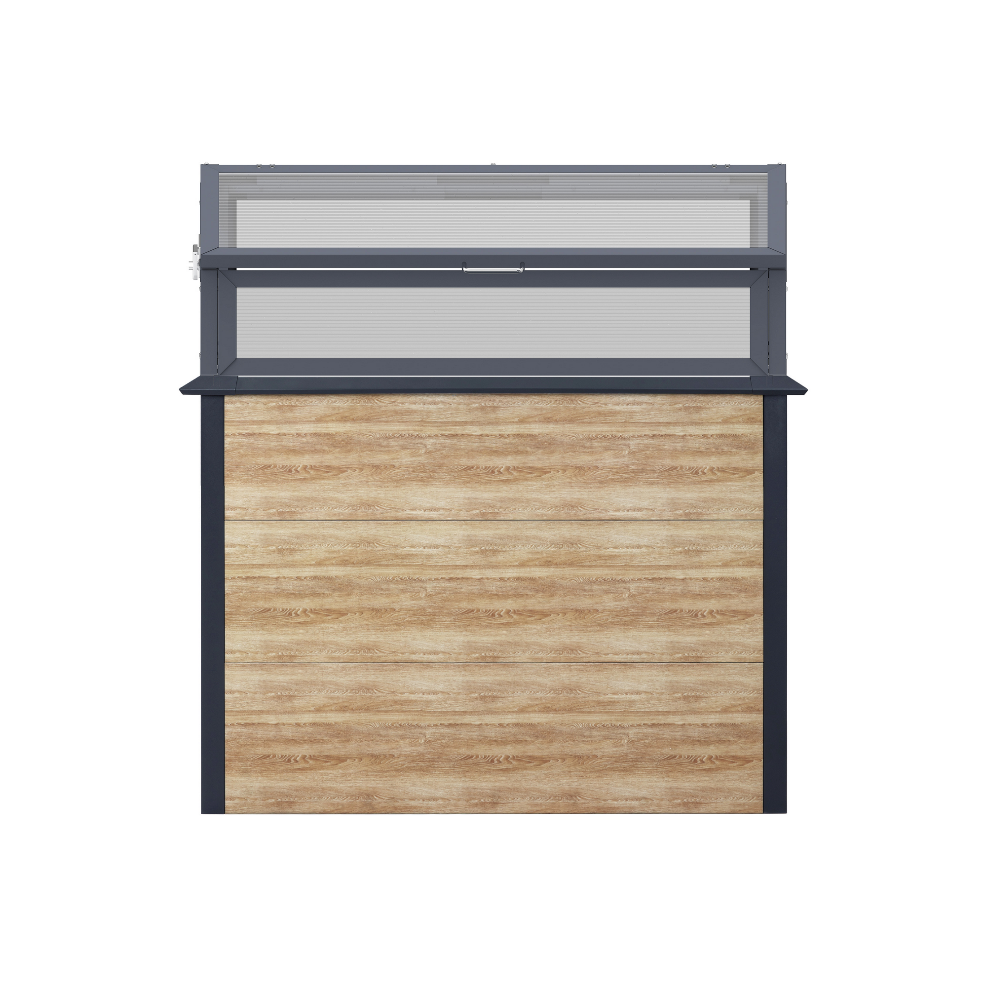 Hochbeet 'Primus-Multi Plus M' Stahl anthrazit/Holzoptik mit Frühbeetaufsatz 100 x 50 x 113 cm