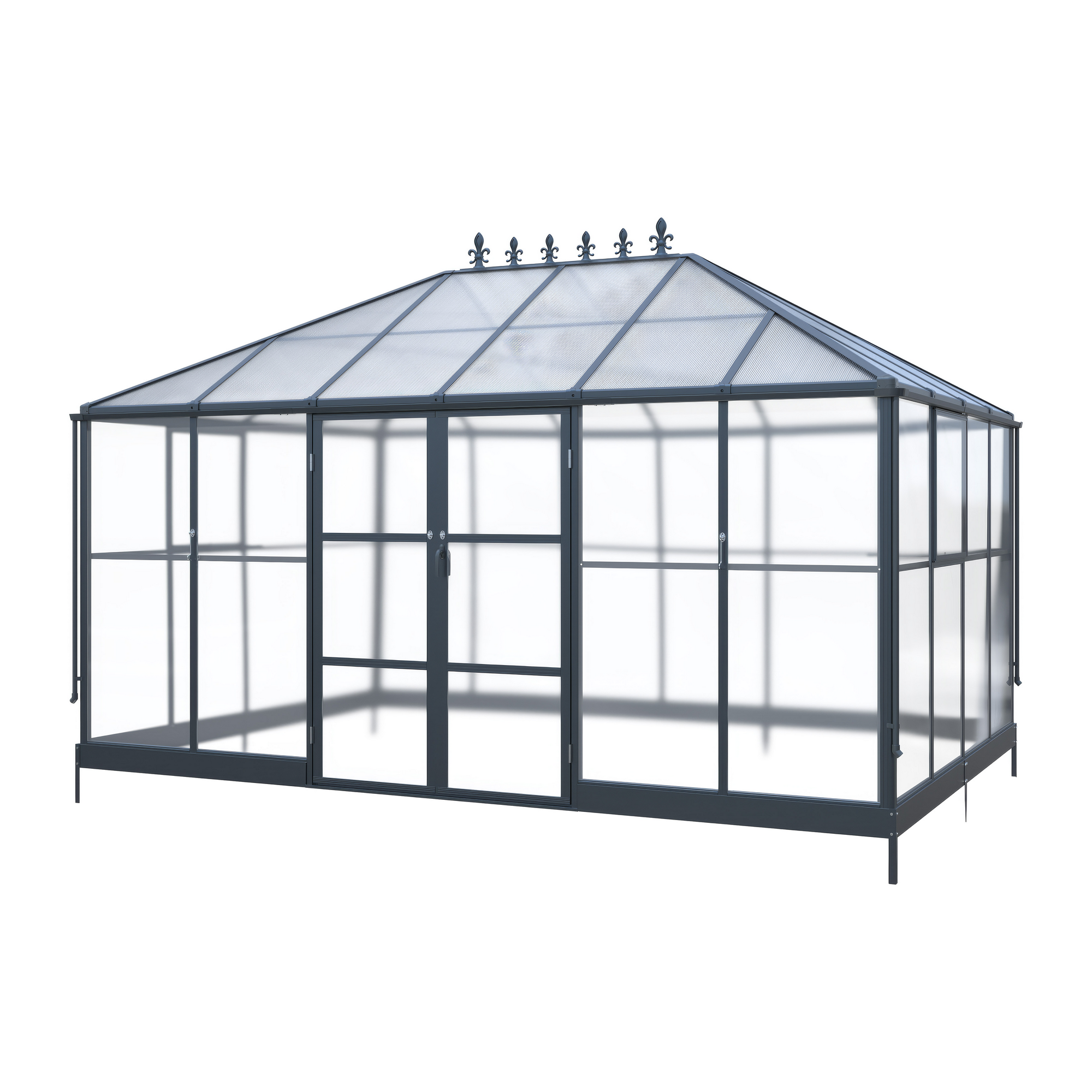 Gewächshaus 'Suprema XL' Polycarbonat 421 x 284 x 262 cm schwarz