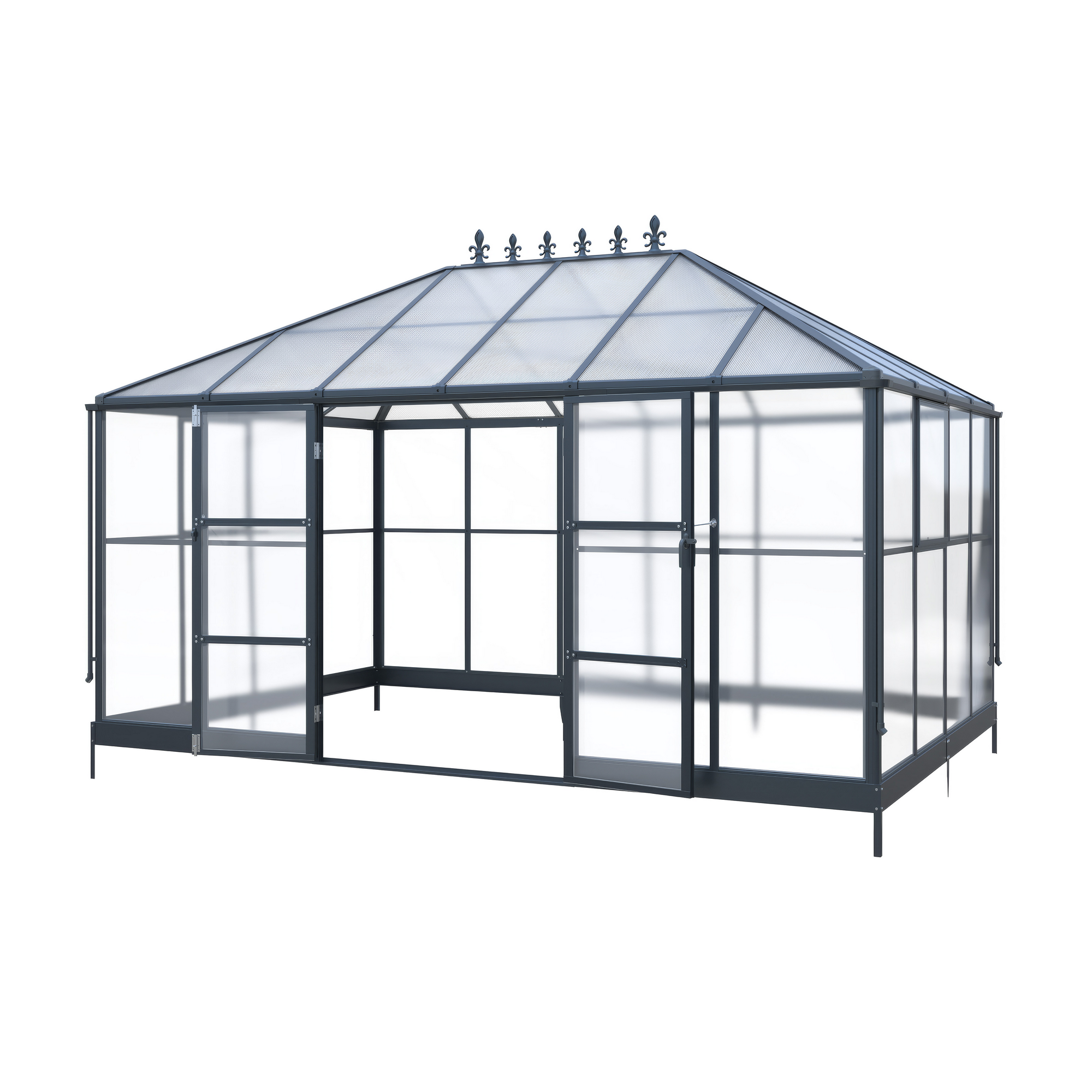 Gewächshaus 'Suprema XL' Polycarbonat 421 x 284 x 262 cm schwarz