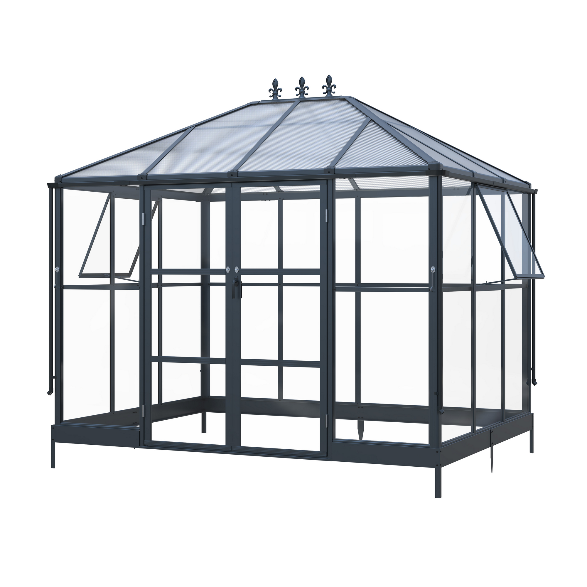 Gewächshaus 'Suprema M' Polycarbonat 284 x 215 x 243 cm schwarz