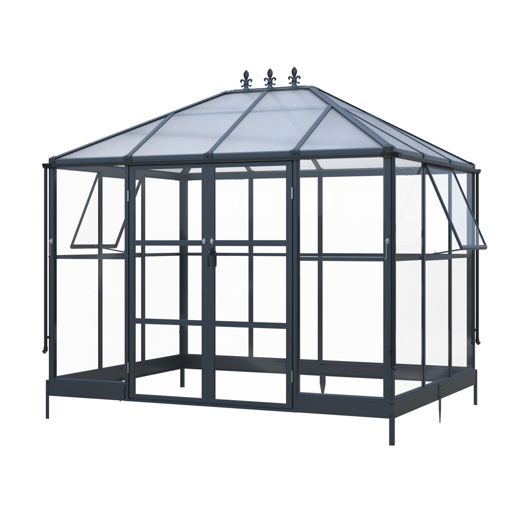 Gewächshaus 'Suprema M' Polycarbonat 284 x 215 x 243 cm schwarz