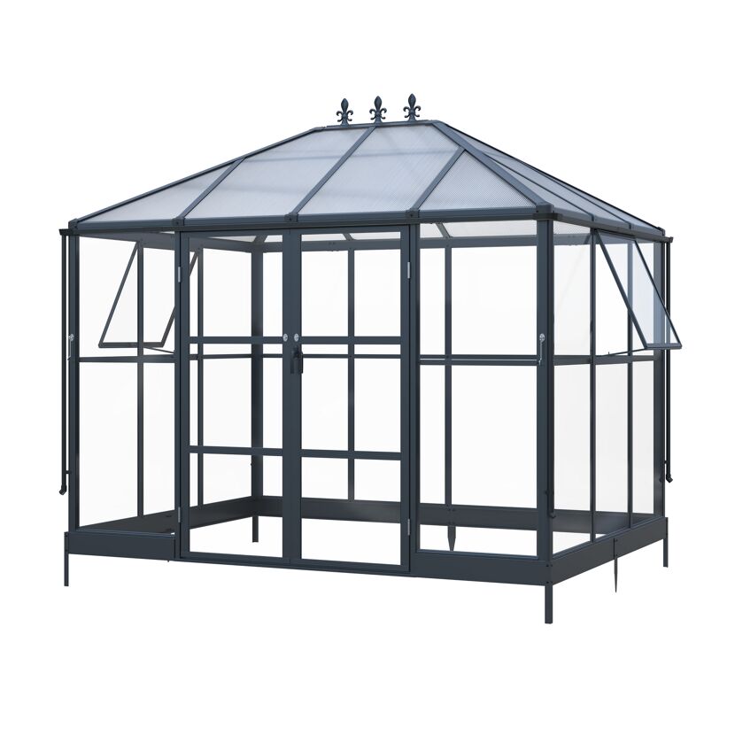 Gewächshaus 'Suprema M' Polycarbonat 284 x 215 x 243 cm schwarz