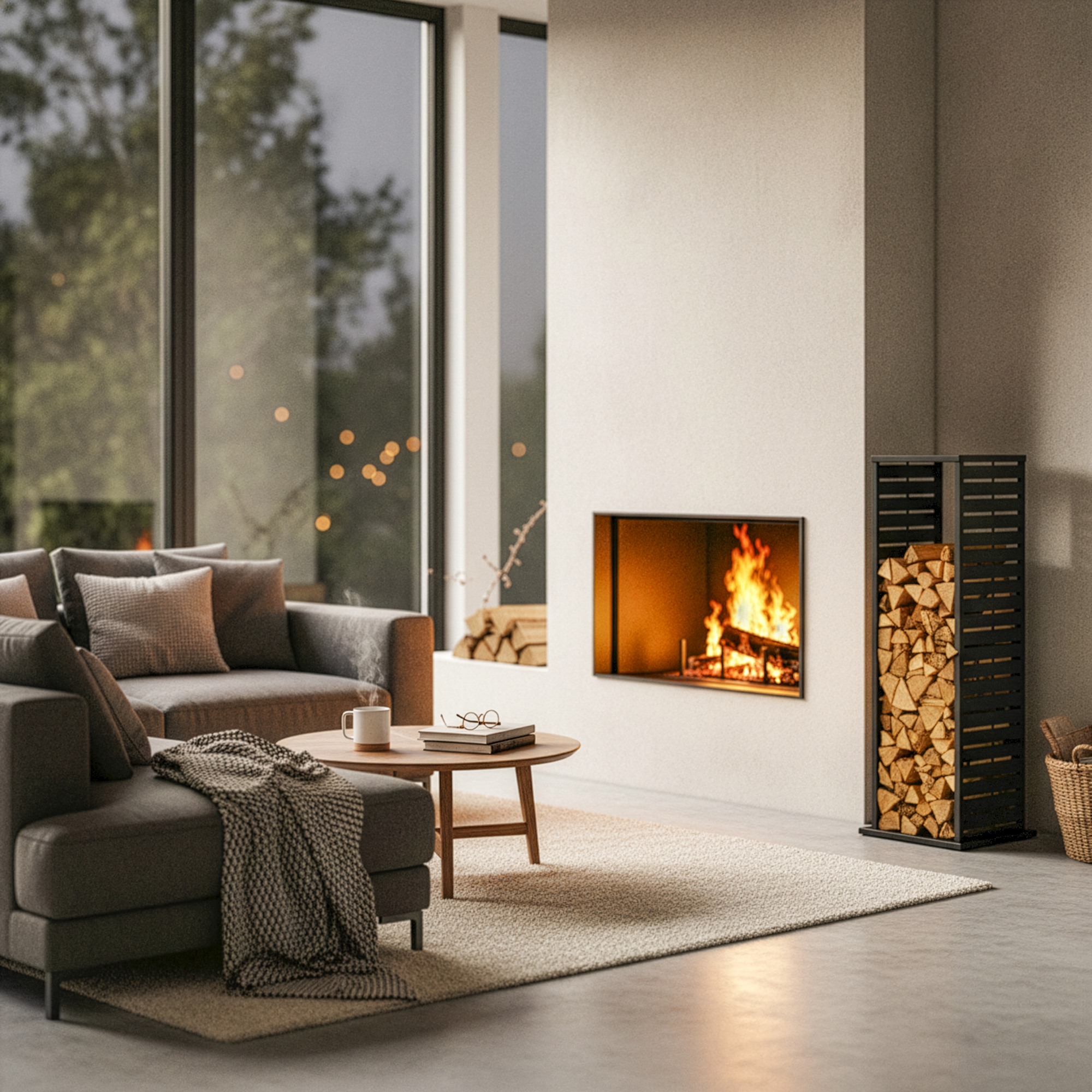 Kaminholzregal 'Luma Lane' Stahl anthrazit 37,5 x 37,5 x 112 cm