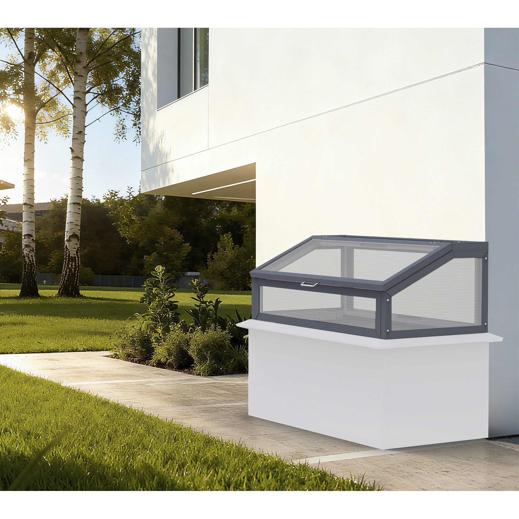 Frühbeetaufsatz 'Tega' Stahl anthrazit 100 x 50 x 36 cm