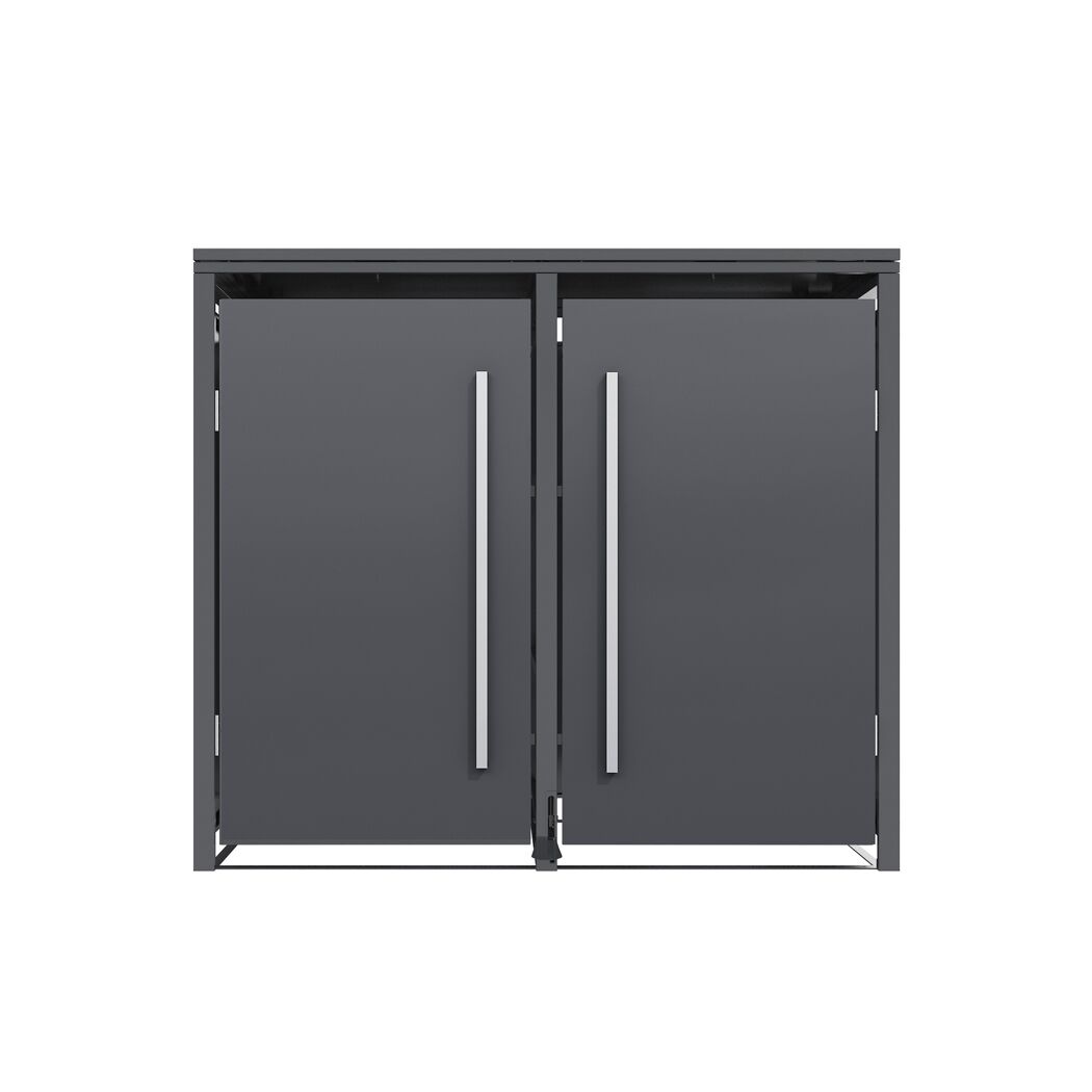 Mülltonnenbox 'Pedura' Stahl 2 x 240 l anthrazit 132 x 80 x 116 cm, mit Fußpedal