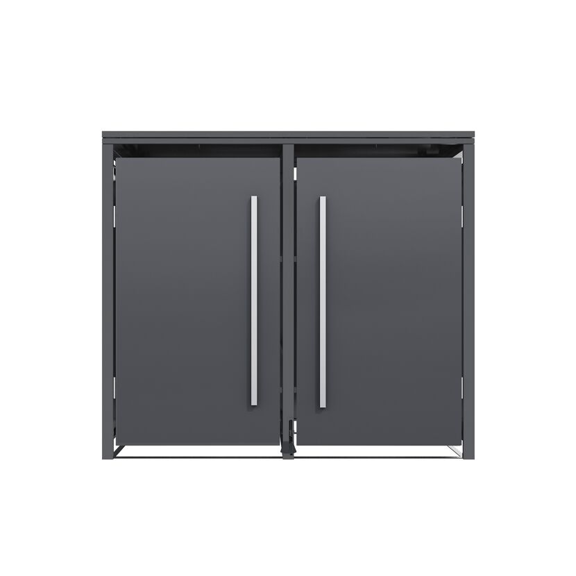 Mülltonnenbox 'Pedura' Stahl 2 x 240 l anthrazit 132 x 80 x 116 cm, mit Fußpedal