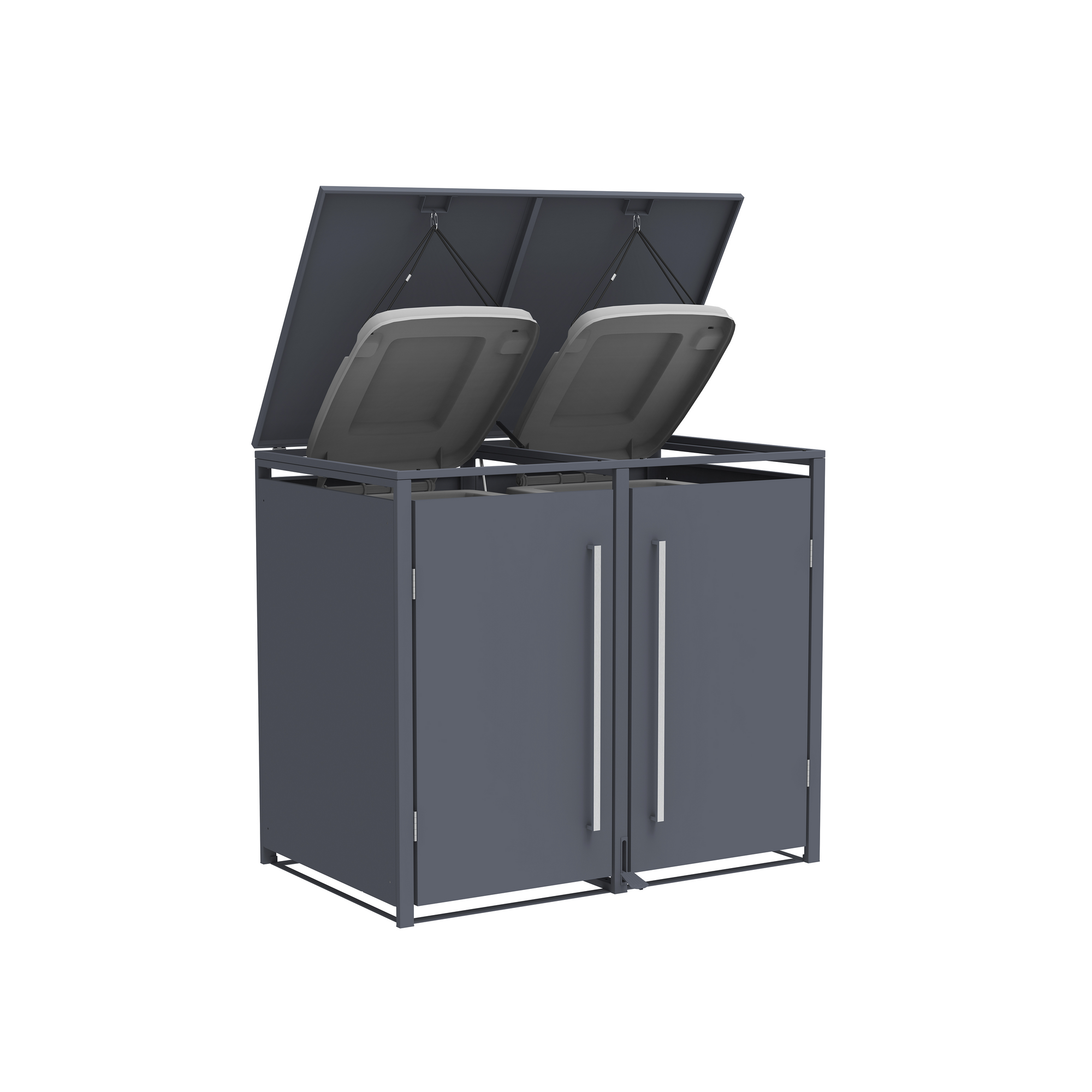 Mülltonnenbox 'Pedura' Stahl 2 x 240 l anthrazit 132 x 80 x 116 cm, mit Fußpedal
