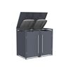 Mülltonnenbox 'Pedura' Stahl 2 x 240 l anthrazit 132 x 80 x 116 cm, mit Fußpedal