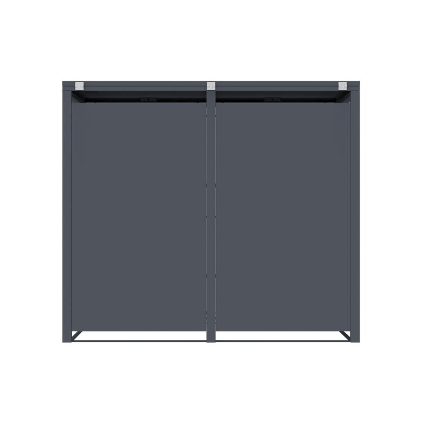 Mülltonnenbox 'Pedura' Stahl 2 x 240 l anthrazit 132 x 80 x 116 cm, mit Fußpedal