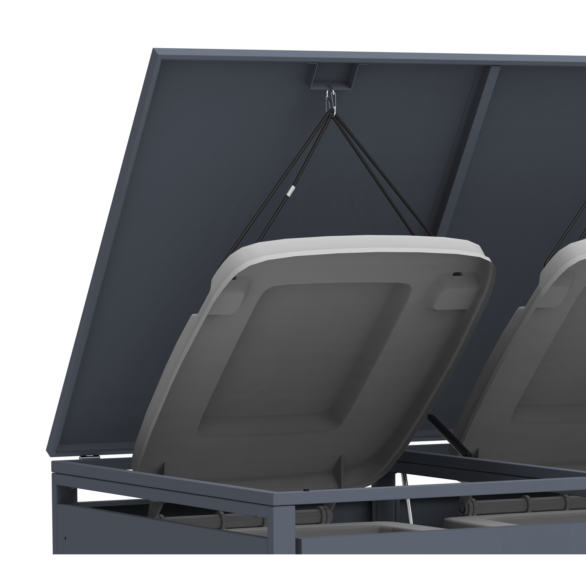 Mülltonnenbox 'Pedura' Stahl 2 x 240 l anthrazit 132 x 80 x 116 cm, mit Fußpedal