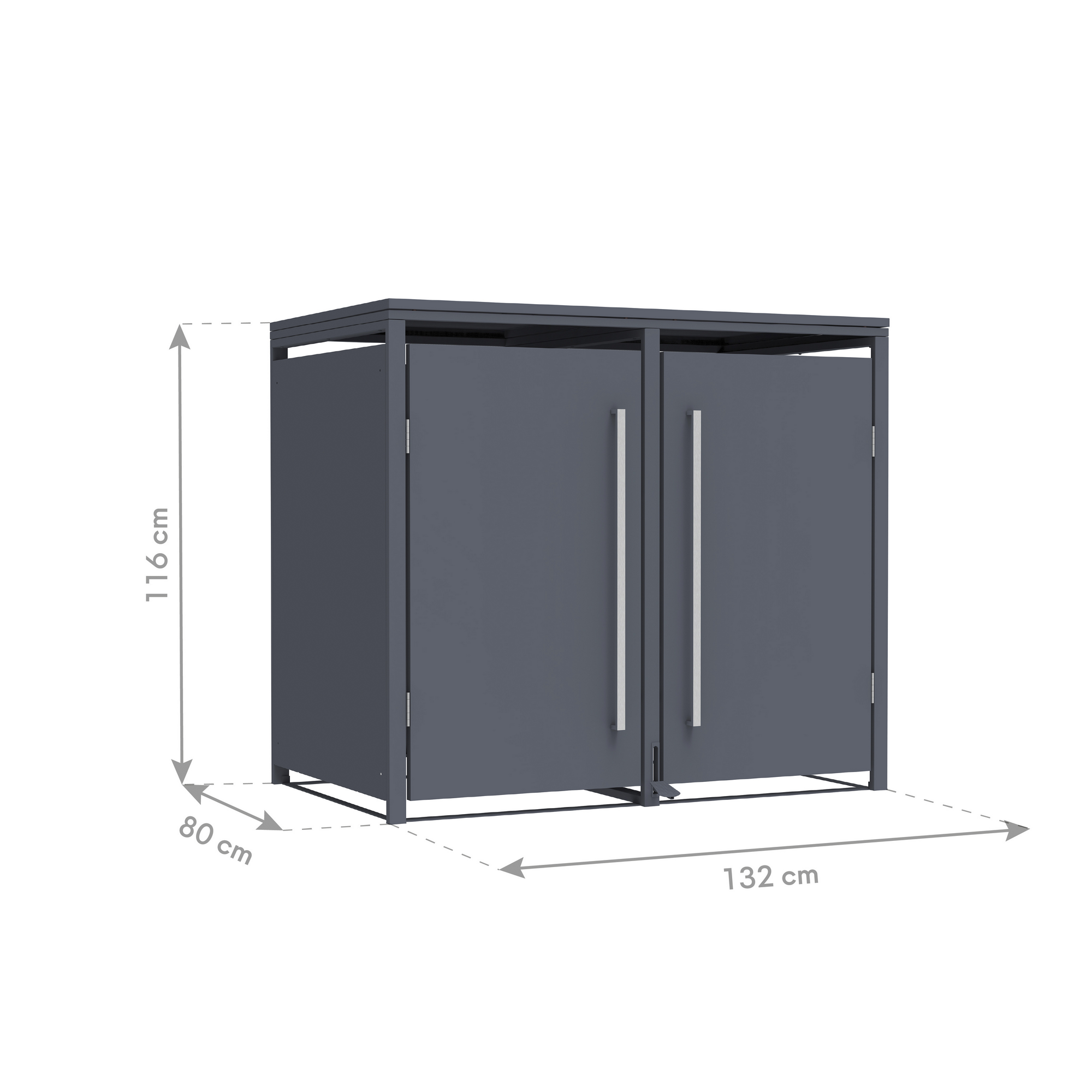 Mülltonnenbox 'Pedura' Stahl 2 x 240 l anthrazit 132 x 80 x 116 cm, mit Fußpedal