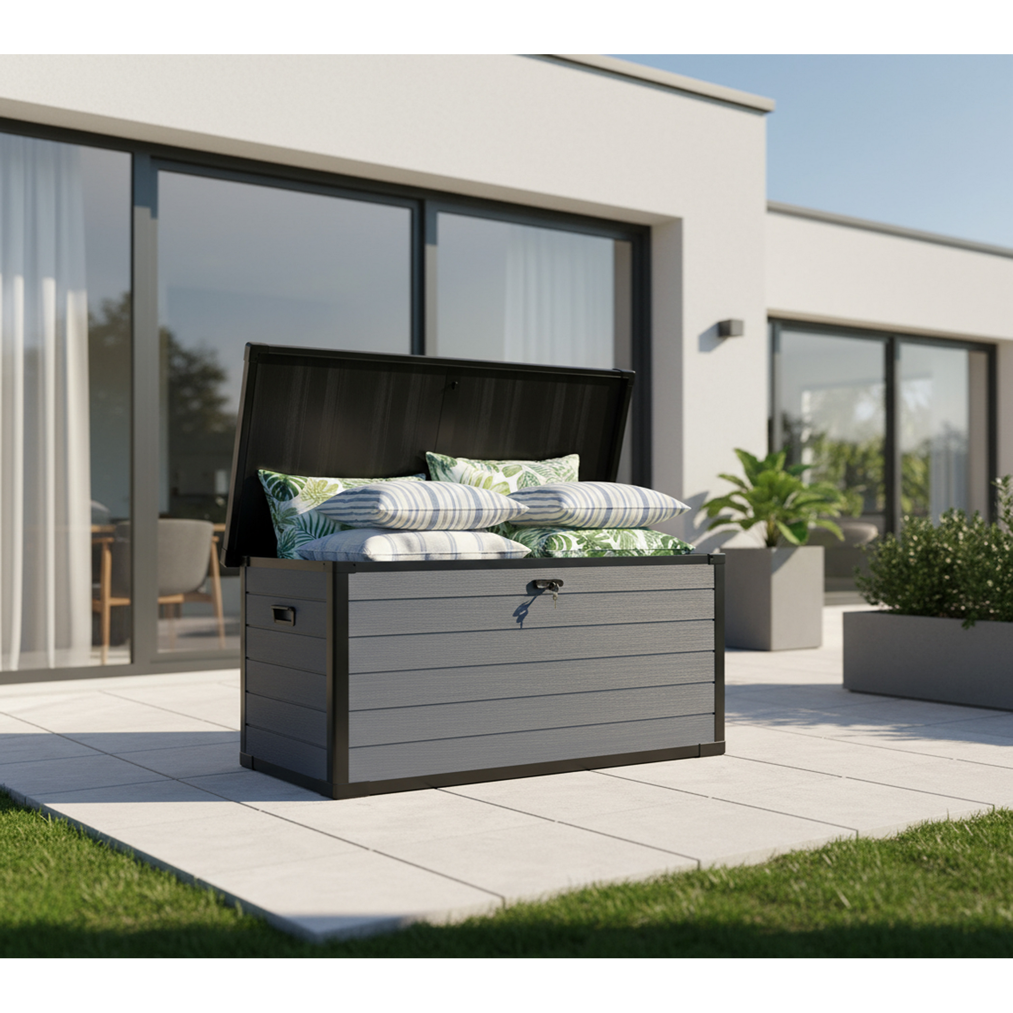 Gartenbox XXL 'Silva' 570 l Kunststoff anthrazit 150 x 74 x 66 cm