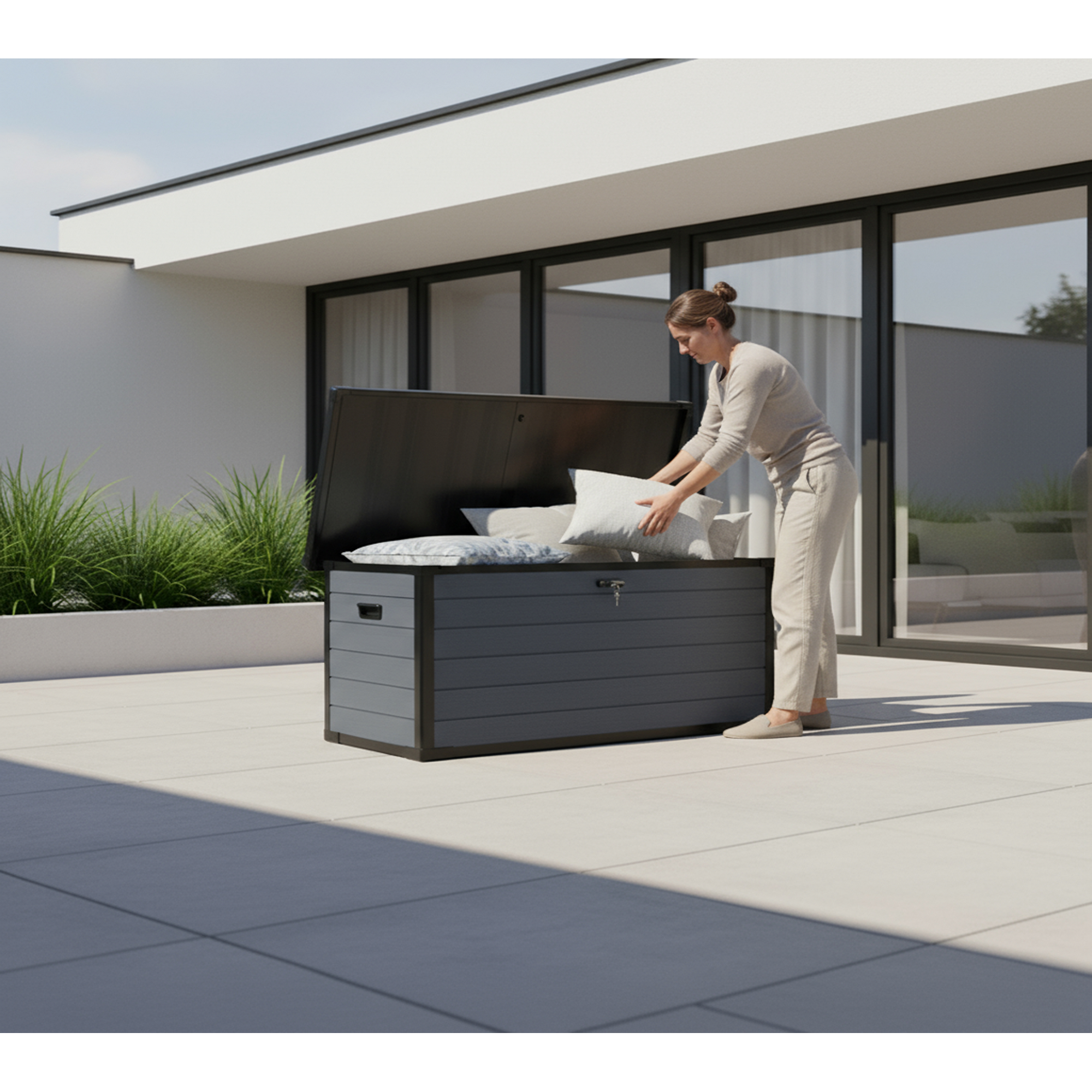Gartenbox XXL 'Silva' 570 l Kunststoff anthrazit 150 x 74 x 66 cm