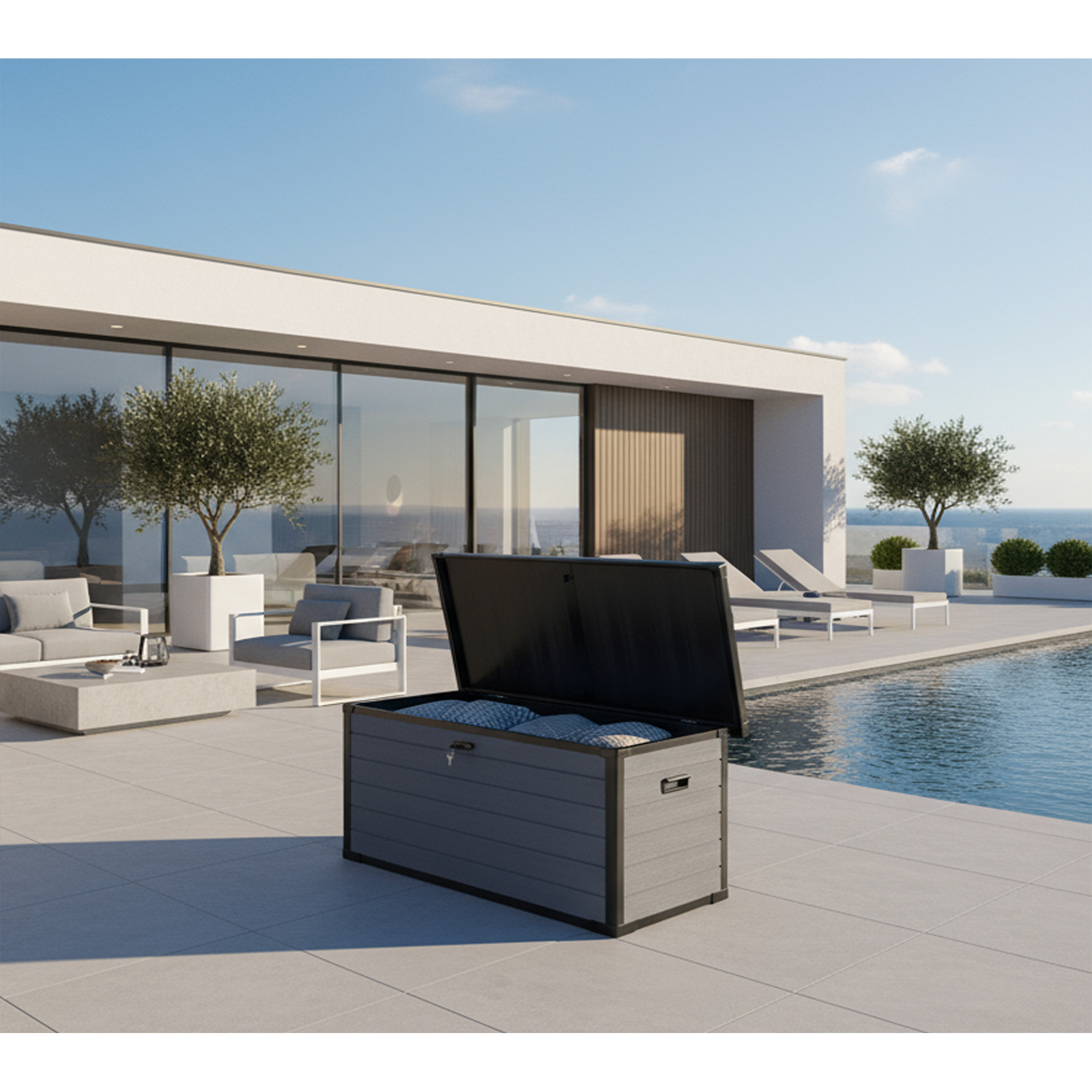 Gartenbox XXL 'Silva' 570 l Kunststoff anthrazit 150 x 74 x 66 cm