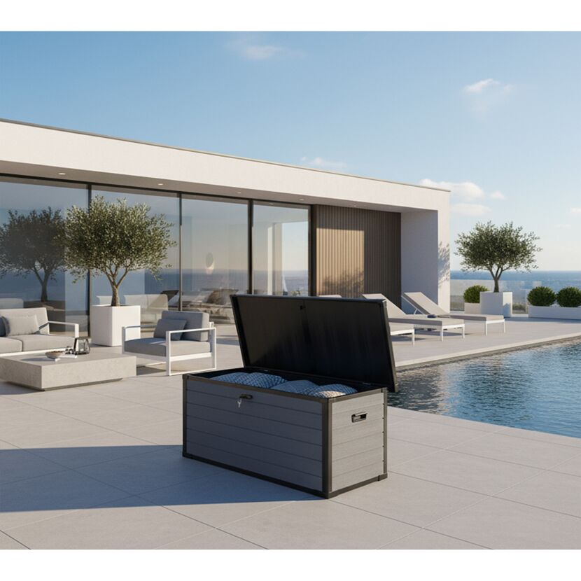 Gartenbox XXL 'Silva' 570 l Kunststoff anthrazit 150 x 74 x 66 cm