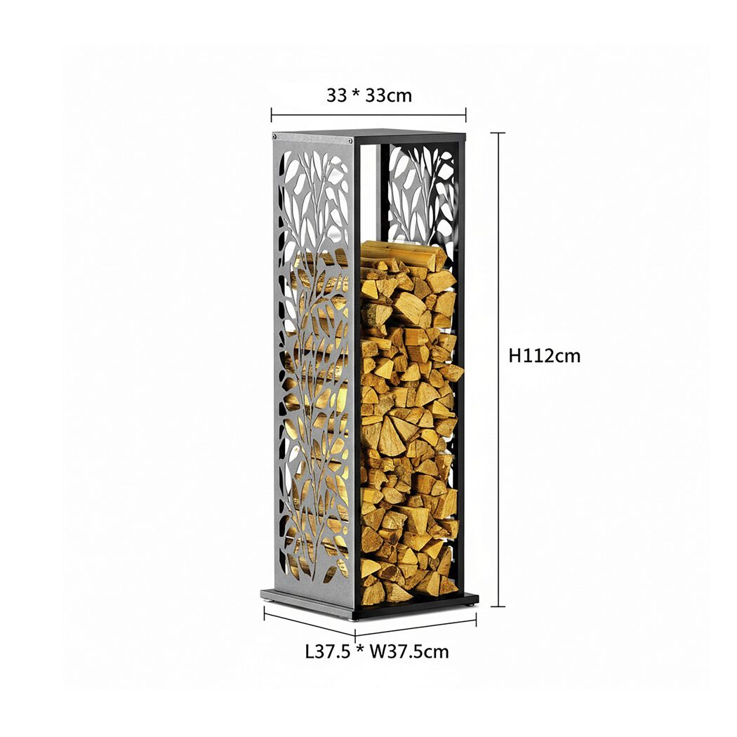 Kaminholzregal 'Luma Flow' Stahl anthrazit 37,5 x 37,5 x 112 cm