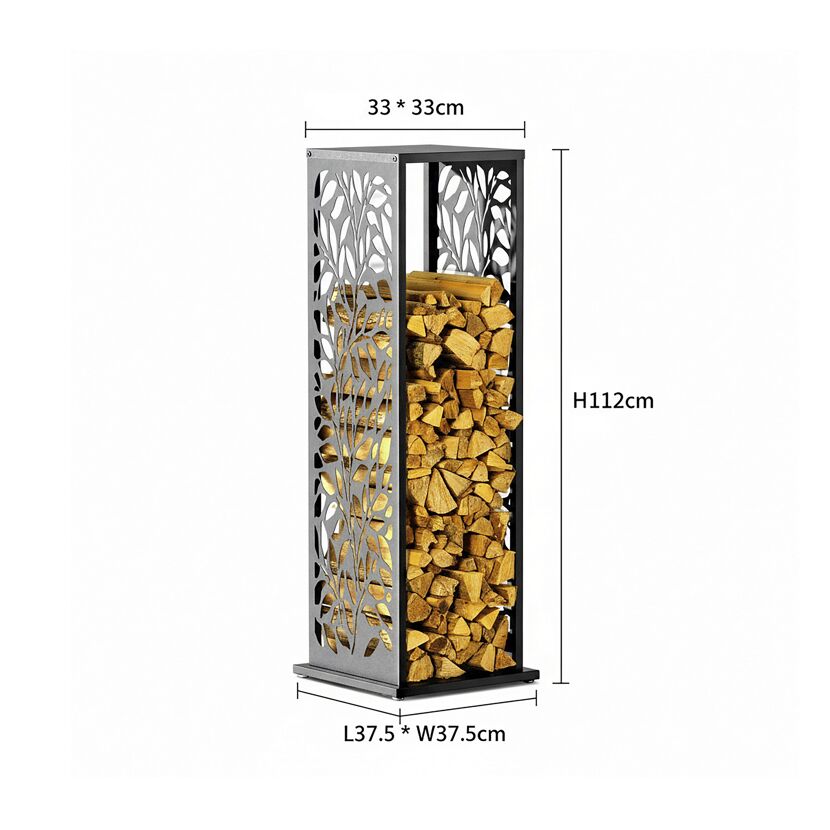 Kaminholzregal 'Luma Flow' Stahl anthrazit 37,5 x 37,5 x 112 cm