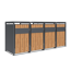 Mülltonnenbox 'Varius' Stahl 4 x 240 l anthrazit/Holzoptik 265 x 80 x 116 cm