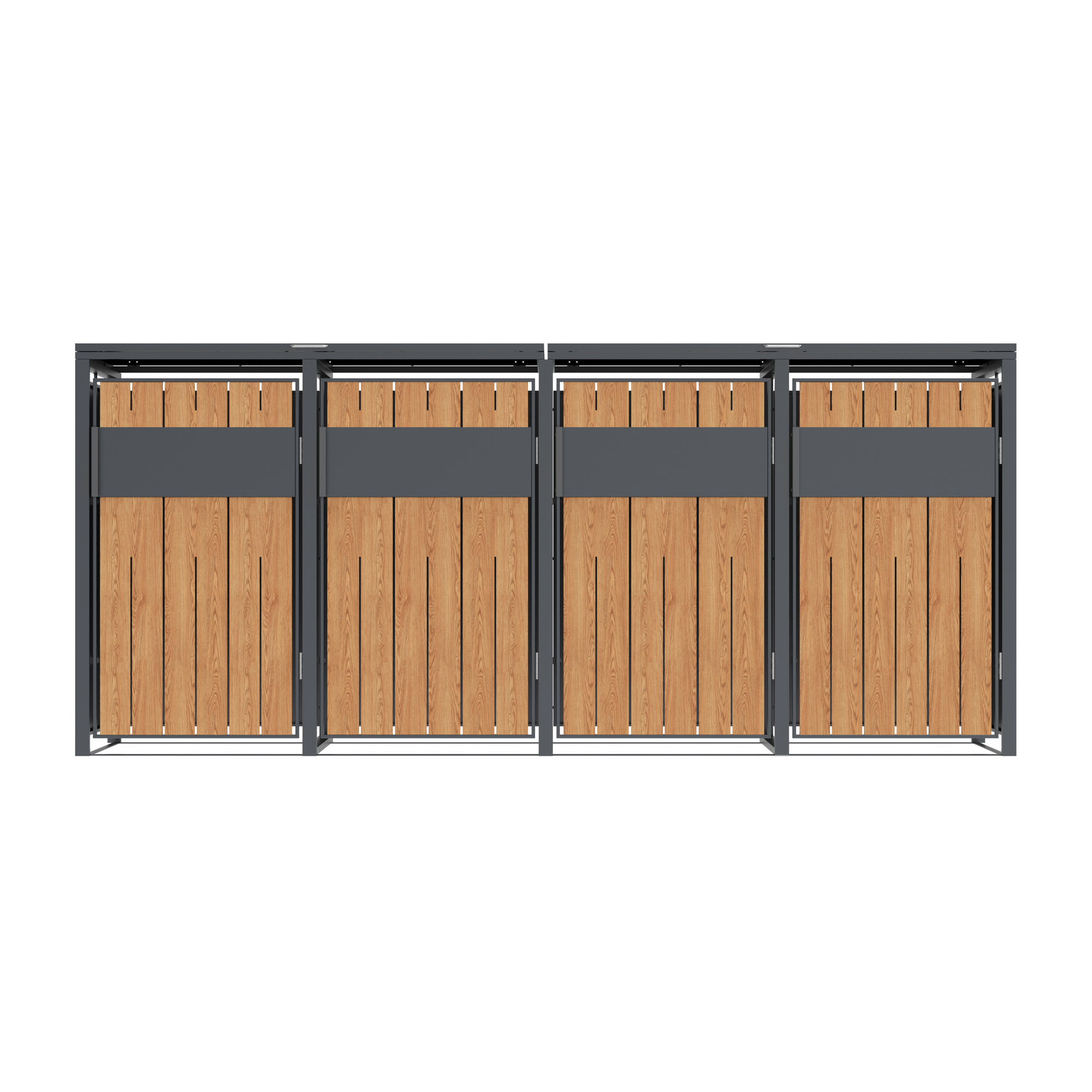 Mülltonnenbox 'Varius' Stahl 4 x 240 l anthrazit/Holzoptik 265 x 80 x 116 cm